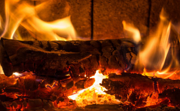 Картинка природа огонь камин дрова пламя жар