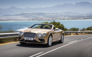 Картинка автомобили bentley побережье дорога convertible continental gt 2016 машина автомобиль