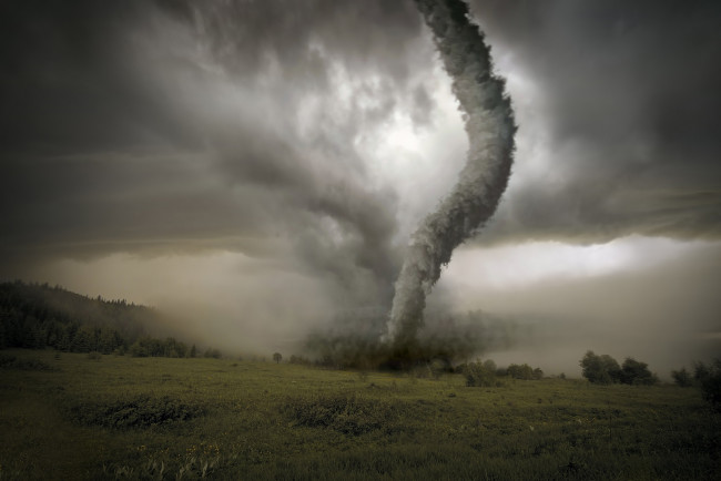 Обои картинки фото природа, стихия, ураган, поле, смерч, облака