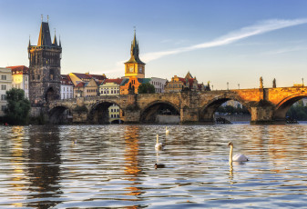 Картинка vltava города прага+ Чехия мост река