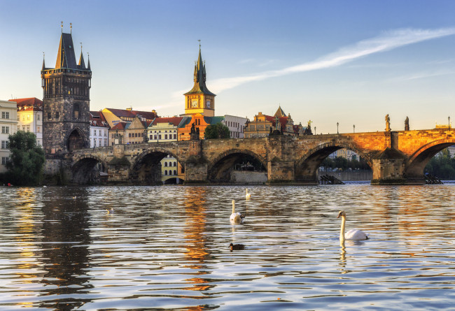 Обои картинки фото vltava, города, прага , Чехия, мост, река