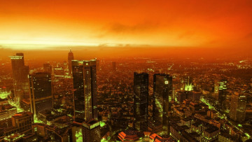 Картинка города -+панорамы закат небоскребы здания дома панорама