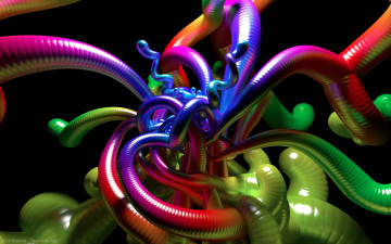 Картинка 3д+графика абстракция+ abstract клубок трубки