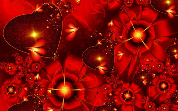 Картинка 3д+графика романтика+ romantics цветы сердечки