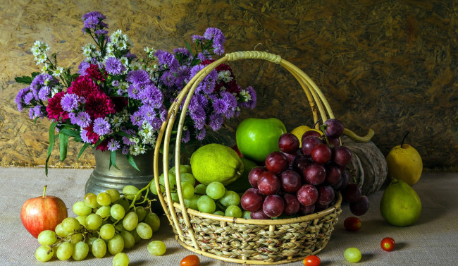 Обои картинки фото еда, фрукты,  ягоды, виноград, яблоки, груши