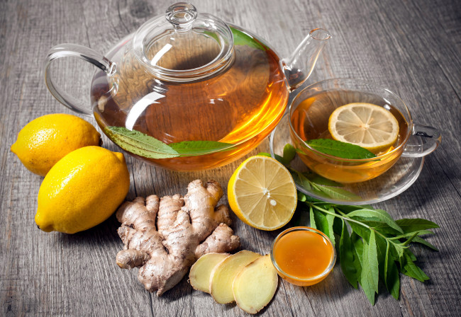 Обои картинки фото еда, напитки,  Чай, лимон, чай, имбирь, мед