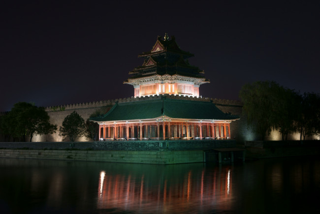 Обои картинки фото города, пекин , китай, пекин, вода, стена, китайская, архитектура