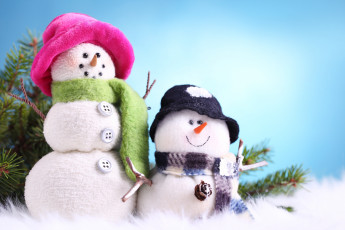 Картинка праздничные снеговики улыбчивые новый год зима