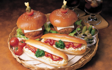 Картинка еда бутерброды гамбургеры канапе фаст фуд томаты помидоры