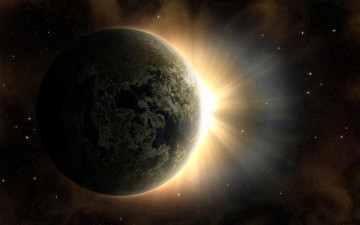 Картинка космос земля планета звезды рассвет солнце