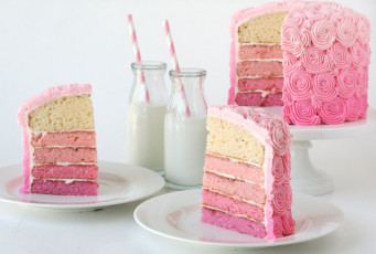 Картинка еда пирожные кексы печенье торт розовый бутылки молоко