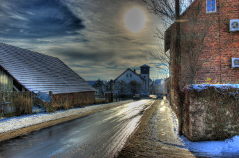 Картинка германия гессен хунген города улицы площади набережные зима дома