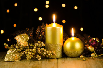 обоя праздничные, новогодние, свечи, украшения