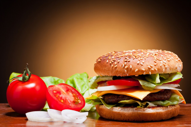 Обои картинки фото еда, бутерброды, гамбургеры, канапе, гамбургер, fast, food, фаст-фуд, помидоры, томаты