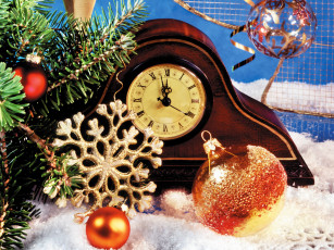 Картинка праздничные -+разное+ новый+год шарики часы мишура новый год