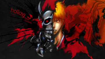Картинка аниме bleach рыжий парень сущность маска