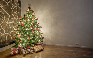 обоя праздничные, Ёлки, свечи, подарки, украшения, новый, год, рождество, gifts, xmas, decoration, christmas, merry, елка