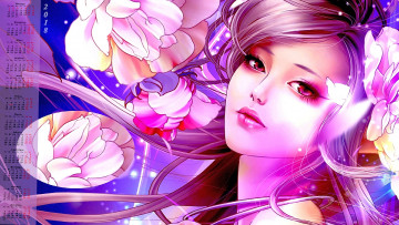 Картинка календари аниме 2018 взгляд девушка лицо цветы