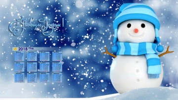 Картинка календари праздники +салюты 2018 шапка шарф снеговик