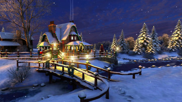 Картинка праздничные -+разное+ новый+год деревня зима