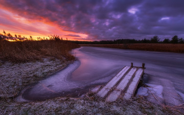 Картинка природа восходы закаты закат небо зима река