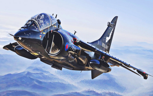 Обои картинки фото mcdonnell douglas av-8b harrier ii, авиация, боевые самолёты, военная, хариэр, королевские, ввс, королевский, флот