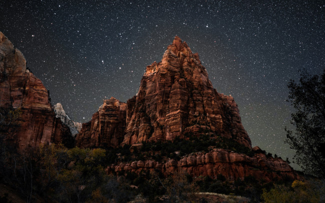 Обои картинки фото природа, горы, ночь, звезды