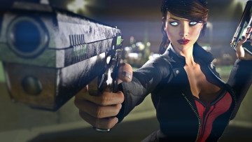 Картинка 3д+графика люди+ people девушка фон взгляд пистолет