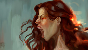 Картинка рисованное люди девушка крик фон