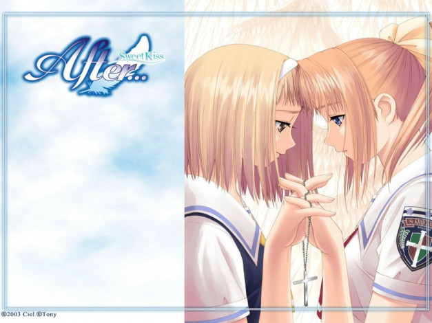 Обои картинки фото два, ангела, аниме, after, sweet, kiss
