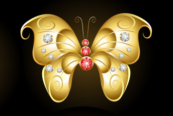 Картинка векторная+графика животные+ animals золотая темный фон камешки бабочка