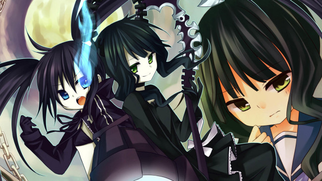 Обои картинки фото аниме, black rock shooter, взгляд, девушка