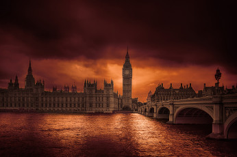 обоя города, лондон , великобритания, река, мост