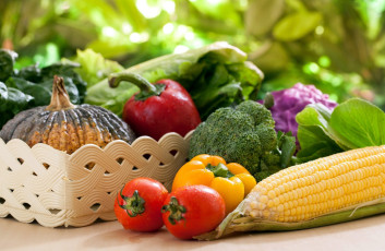 обоя еда, овощи, тыква, брокколи, кукуруза, початок, помидоры, томаты