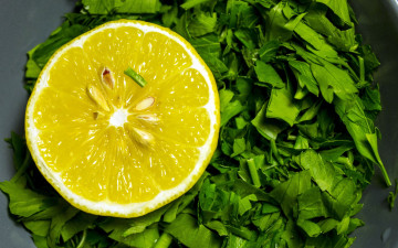 обоя еда, разное, петрушка, лимон, зелень