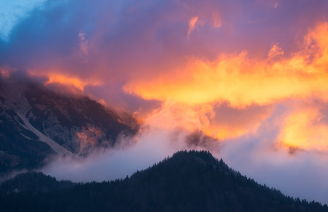 Обои картинки фото природа, горы, закат