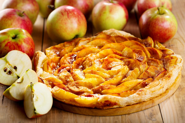 Обои картинки фото еда, пироги, пай, яблочный, яблоки