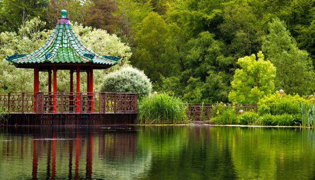 Обои картинки фото природа, парк, водоем, беседка, сад, японский
