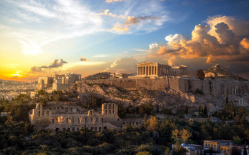 обоя города, афины , греция, акрополь