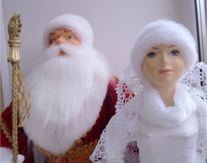 Картинка праздничные фигурки снегурочка статуэтки дед мороз