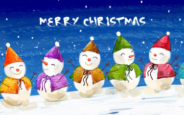 Картинка праздничные снеговики поздравление снег