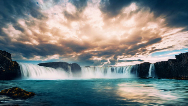 Обои картинки фото godafoss waterfall, iceland, природа, водопады, godafoss, waterfall