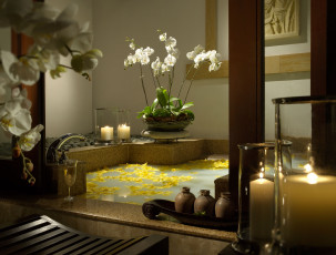 Картинка интерьер ванная+и+туалетная+комнаты орхидеи свечи