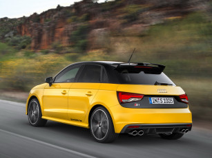 обоя автомобили, audi, 2014г, s1, sportback, желтый