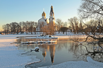 обоя города, - православные церкви,  монастыри, зима