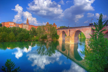 обоя montauban,  france, города, - мосты, отражение, река