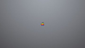 Картинка компьютеры apple радуга серый фон точки логотип яблоко