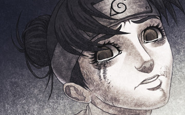 Картинка аниме naruto лицо слёзы чёрно-белая тен-тен портрет девушка