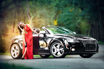 Картинка автомобили -авто+с+девушками девушка авто платье туфли макияж