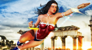 Картинка 3д+графика фантазия+ fantasy взгляд девушка супермен фон
